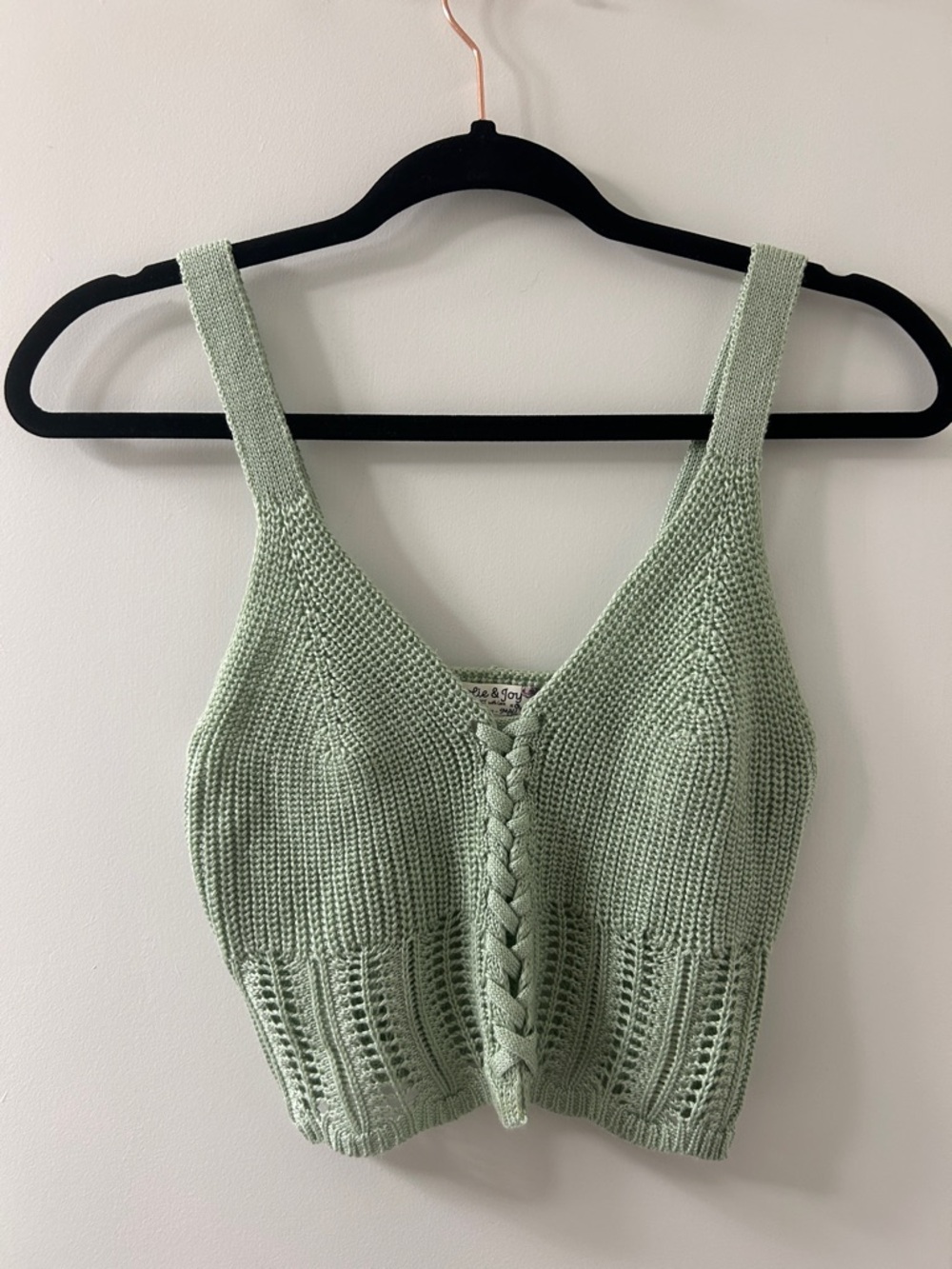 Knitted Sage Green Cropped Tank Top